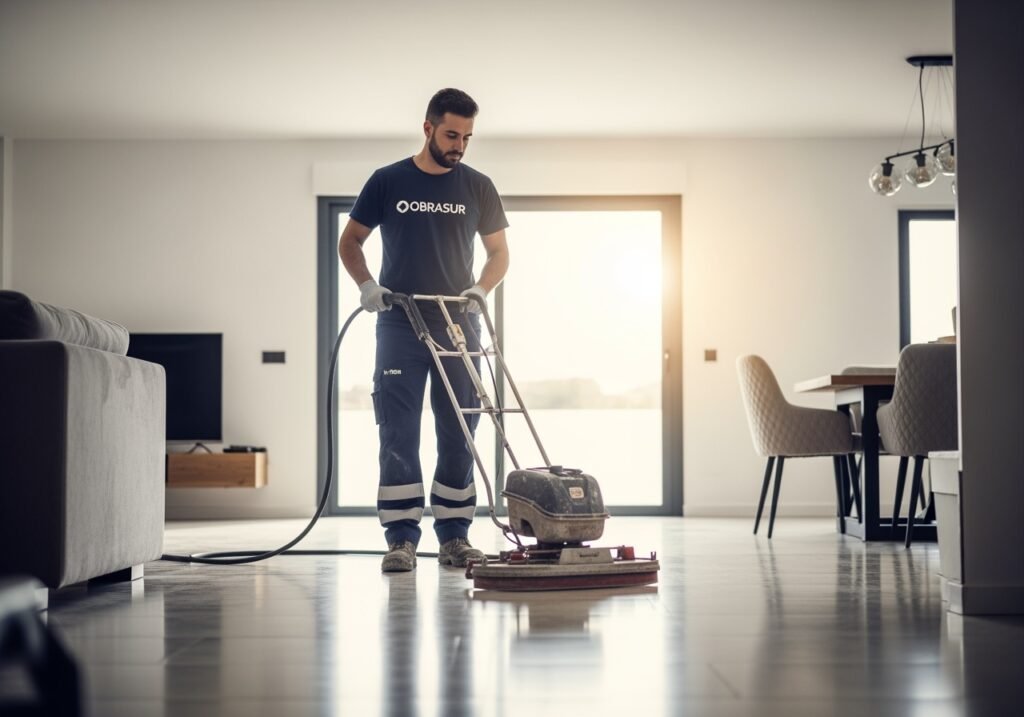 Pulido y abrillantado de suelos en Huelva con OBRASUR 3 Pulido y abrillantado de suelos en Huelva con OBRASUR