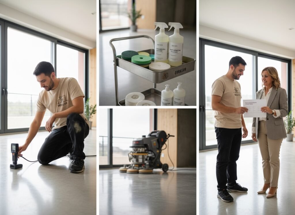 Pulido y abrillantado de suelos en Huelva con OBRASUR 4 Servicios de pulido y abrillantado de suelos en huelva