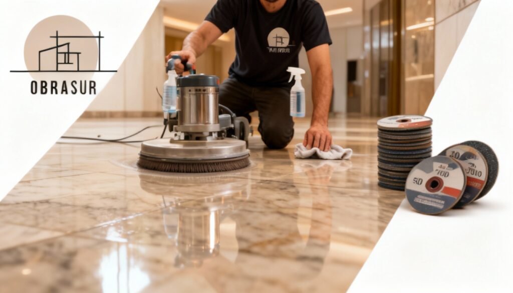 Pulido y abrillantado de suelos en Huelva con OBRASUR 6 Soluciones para comunidades, particulares y empresas 2